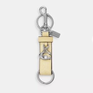 Coach Light Yellow Leather Keychain